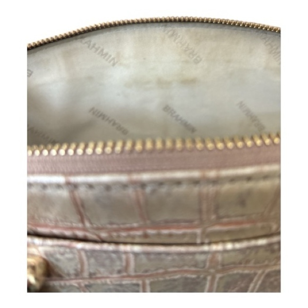 BRAHMIN large Duxbury satchel, Gold Artois, Croc embossed, shoulder strap - Picture 11 of 13